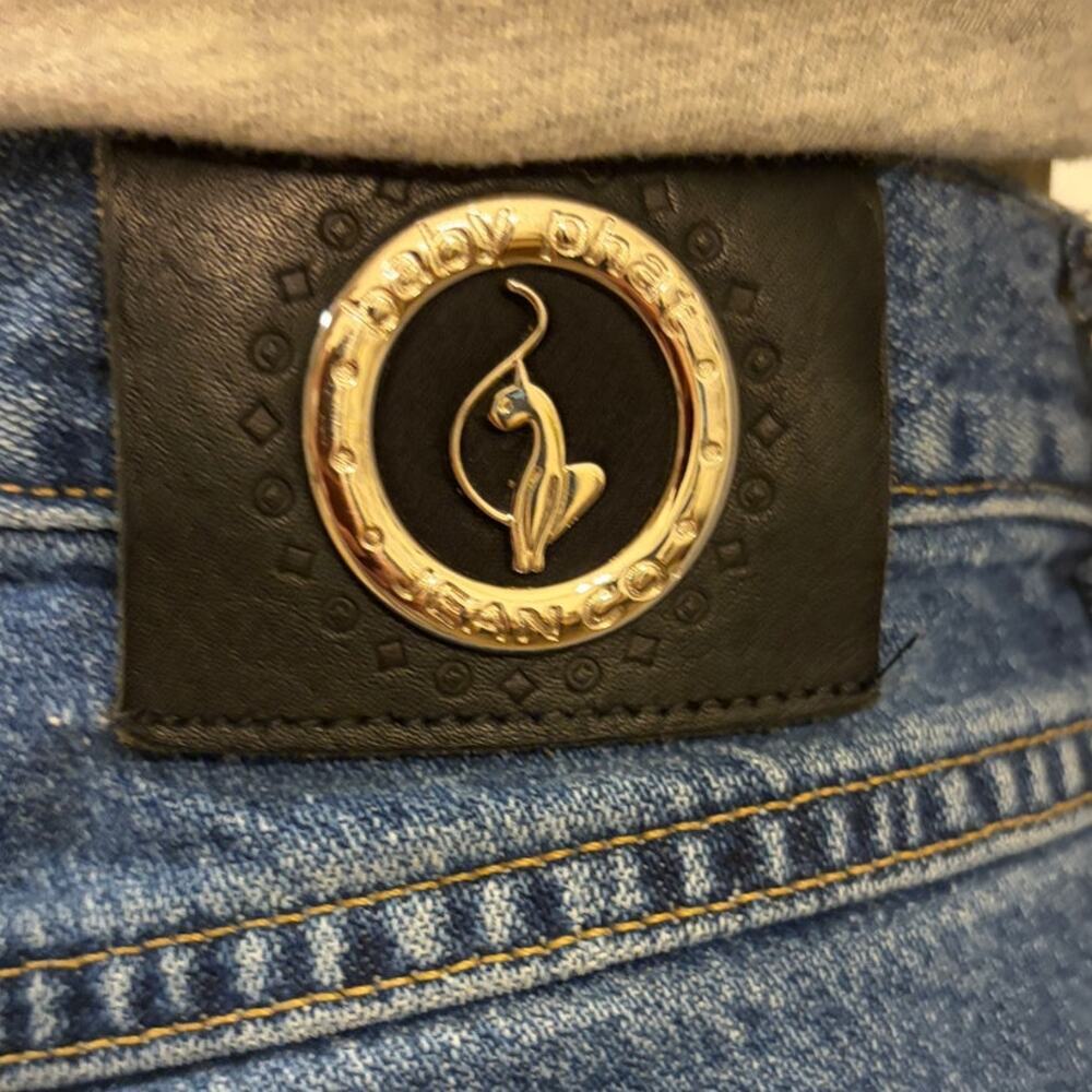 Vintage Baby Phat Jeans Womens 13 High Rise Flare Wide Leg Denim Cat Logo Y2K - Picture 2 of 6